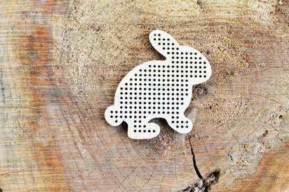 SET OF 5 - Rabbit Cross stitch pendant blank - blanks Wood Needlecraft Pendant, wooden cross stitch blank RABBIT