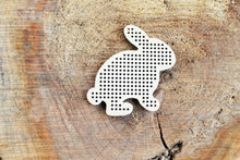 Load image into Gallery viewer, SET OF 5 - Rabbit Cross stitch pendant blank - blanks Wood Needlecraft Pendant, wooden cross stitch blank RABBIT

