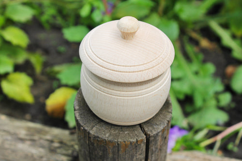 Round Wooden Box with Lid 3oz D:2.3in H:1.6in - 10 Pcs