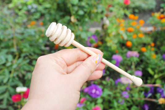 Wooden unfinished handmade honey spoon, honey stick - made of beech wood - 6.7 inches long - 1 inch - size of a head