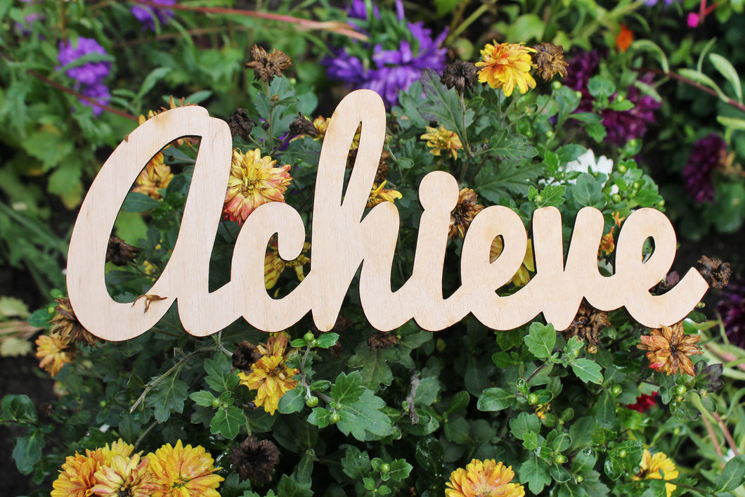Achieve word inscription - Laser Cut inscription - unfinished blank - 11.8 inches - Home Decor - Laser cut wood