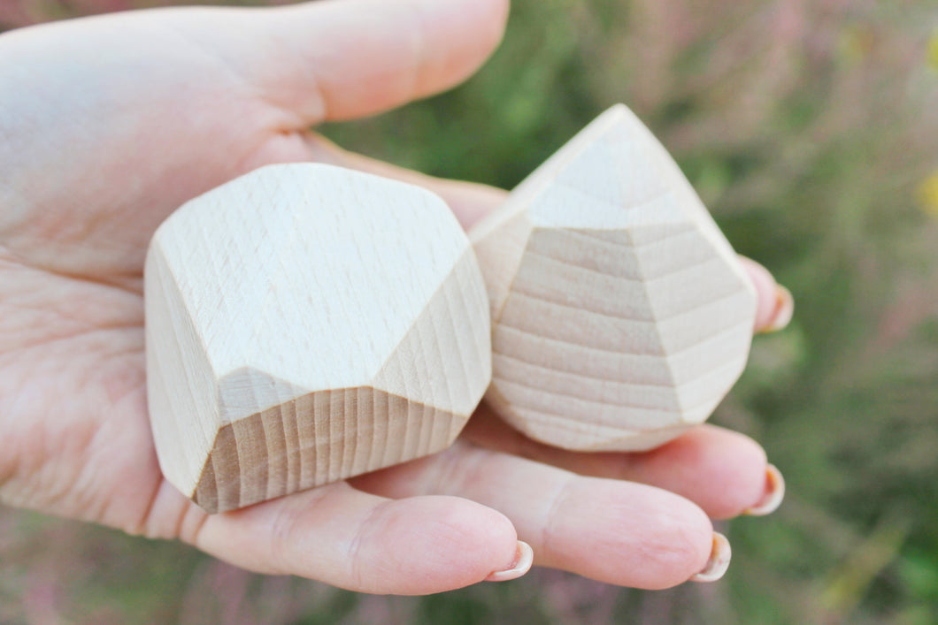 Set of two Stacking Wooden Rocks 40 mm - 1.6 inches - made of beech wood - handmade wooden stone toy - eco wood
