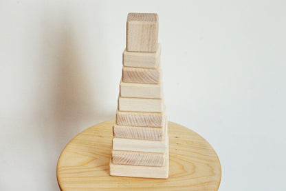 Wooden Pyramid Puzzle 8.7 inches- unfinished wood - made of beech wood - 10 elements