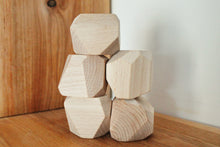 Load image into Gallery viewer, Set of two Stacking Wooden Rocks 40 mm - 1.6 inches - made of beech wood - handmade wooden stone toy - eco wood
