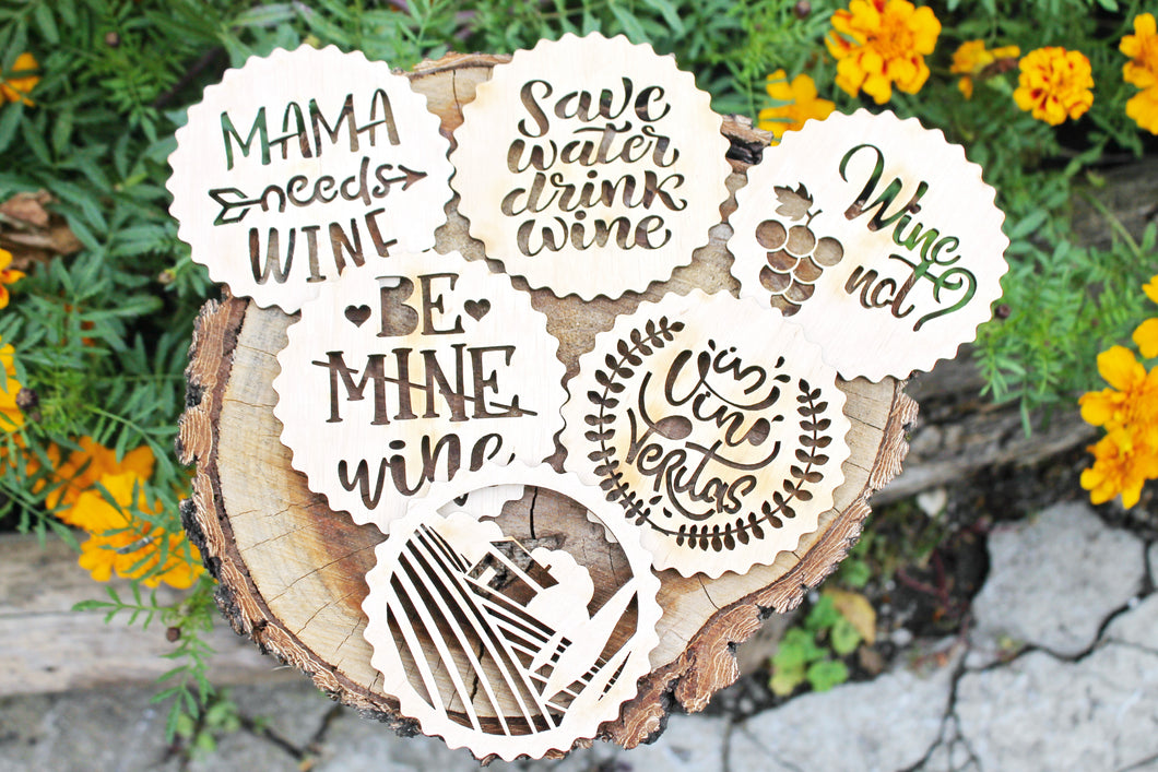 Wine Drink Wooden Coasters - unfinished coasters 3.8 inches - made of high quality plywood - table decor, Modern coasters