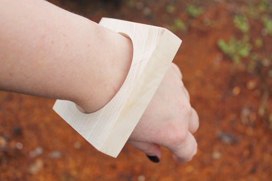 Wooden square bangle - 15 mm - unfinished wood - natural eco friendly - made of linden wood