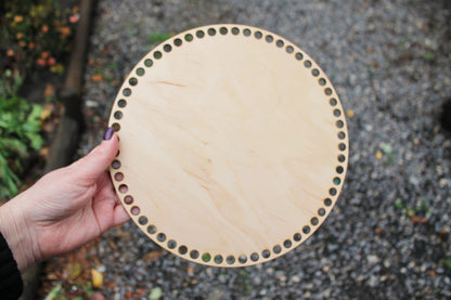 Wooden Bottoms for Knitting Basket - Wood Base Laser Cut with Hole - Wooden Baskets Circle for Crochet - Bottom for crochet bag