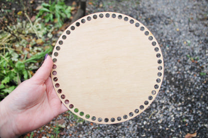 Wooden Bottoms for Knitting Basket - Wood Base Laser Cut with Hole - Wooden Baskets Circle for Crochet - Bottom for crochet bag