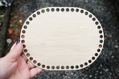 Wooden Bottoms for Knitting Basket - Wood Base Laser Cut with Hole - Wooden Baskets Circle for Crochet - Bottom for crochet bag