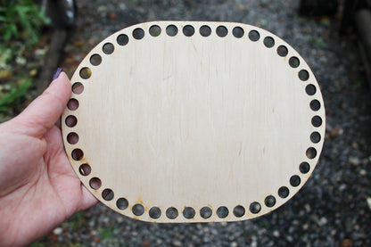 Wooden Bottoms for Knitting Basket - Wood Base Laser Cut with Hole - Wooden Baskets Circle for Crochet - Bottom for crochet bag