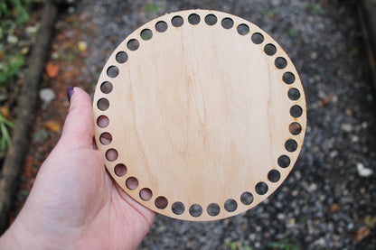 Wooden Bottoms for Knitting Basket - Wood Base Laser Cut with Hole - Wooden Baskets Circle for Crochet - Bottom for crochet bag