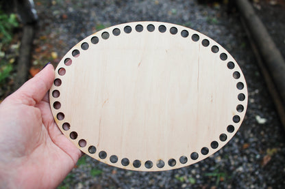 Wooden Bottoms for Knitting Basket - Wood Base Laser Cut with Hole - Wooden Baskets Circle for Crochet - Bottom for crochet bag