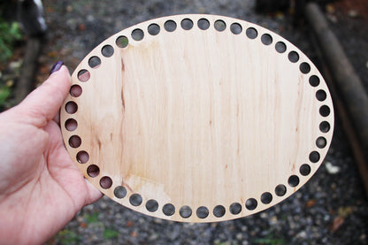 Wooden Bottoms for Knitting Basket - Wood Base Laser Cut with Hole - Wooden Baskets Circle for Crochet - Bottom for crochet bag