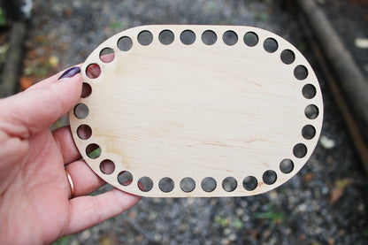 Wooden Bottoms for Knitting Basket - Wood Base Laser Cut with Hole - Wooden Baskets Circle for Crochet - Bottom for crochet bag