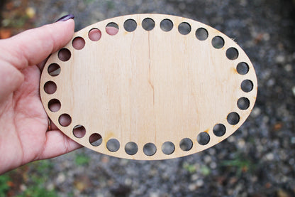 Wooden Bottoms for Knitting Basket - Wood Base Laser Cut with Hole - Wooden Baskets Circle for Crochet - Bottom for crochet bag