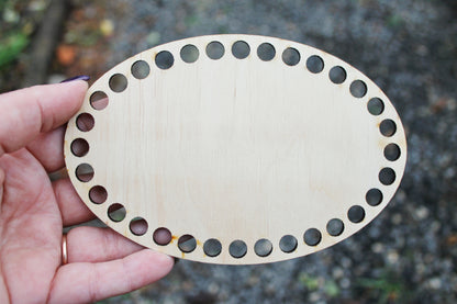 Wooden Bottoms for Knitting Basket - Wood Base Laser Cut with Hole - Wooden Baskets Circle for Crochet - Bottom for crochet bag
