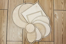 Load image into Gallery viewer, Wooden Bottoms for Knitting Basket - Wood Base Laser Cut with Hole - Wooden Baskets Circle for Crochet - Bottom for crochet bag
