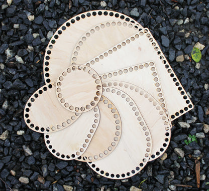 Wooden Bottoms for Knitting Basket - Wood Base Laser Cut with Hole - Wooden Baskets Circle for Crochet - Bottom for crochet bag