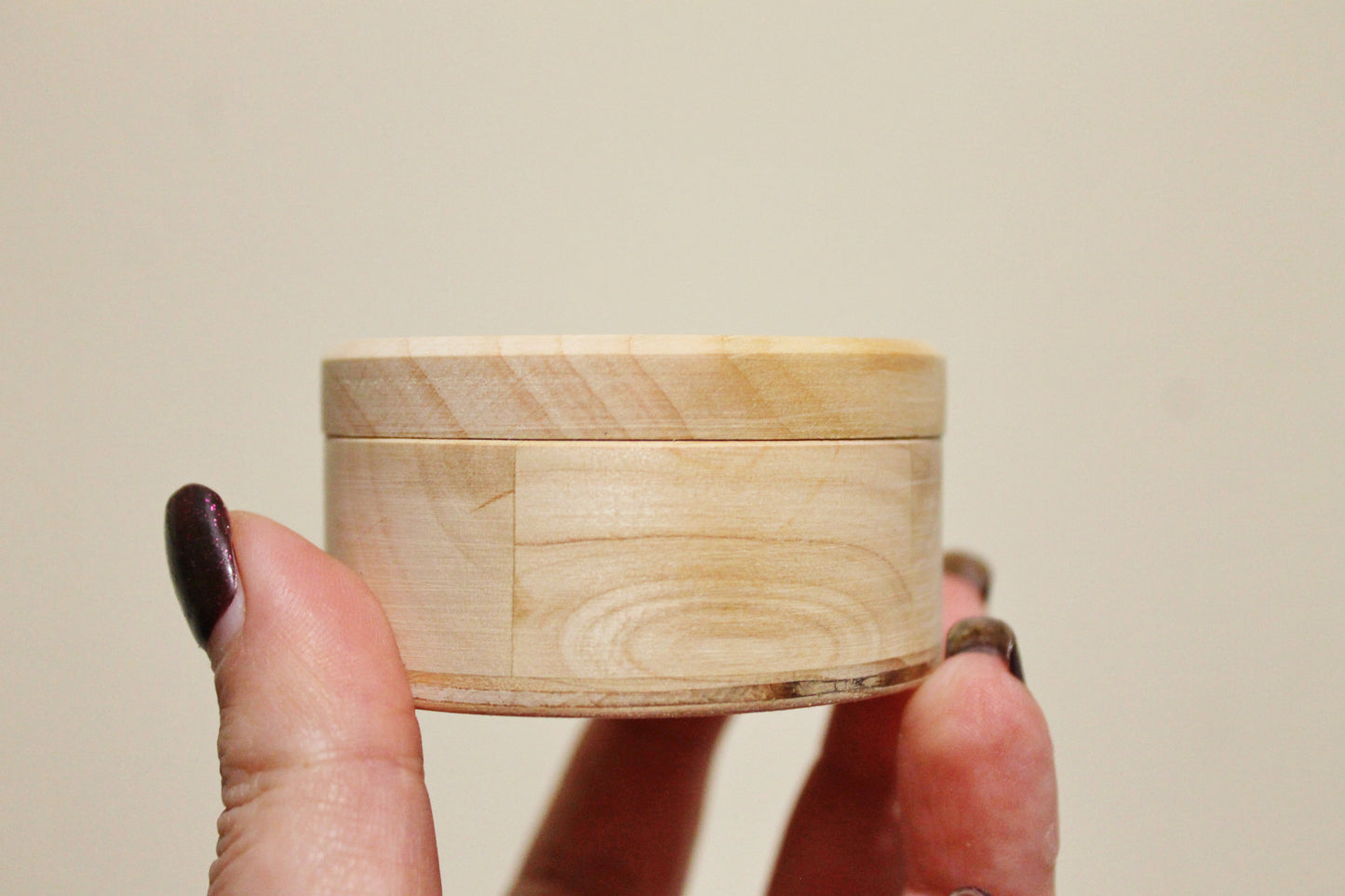 Wooden small handmade box - 60 mm x 35 mm (2.4x1.4 inch) - Round unfinished wooden box - natural, eco friendly