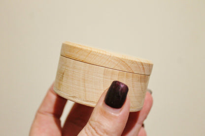 Wooden small handmade box - 60 mm x 35 mm (2.4x1.4 inch) - Round unfinished wooden box - natural, eco friendly