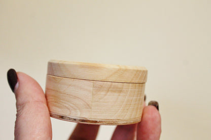 Wooden small handmade box - 60 mm x 35 mm (2.4x1.4 inch) - Round unfinished wooden box - natural, eco friendly