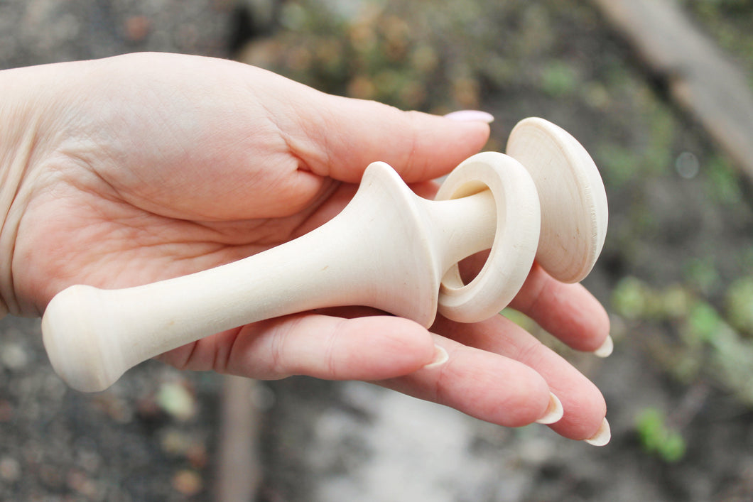 Rattle 5.5 inches - baby rattle - wooden rattle - handmade unfinished wooden rattle - wooden beanbag - beech wood