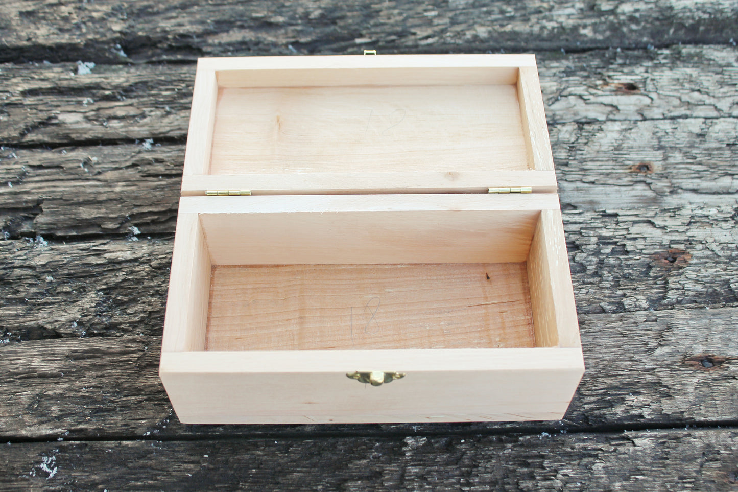 Rectangular unfinished wooden box - 8.3 inch - 210x110 mm - on hinges with the clasp - natural, eco friendly