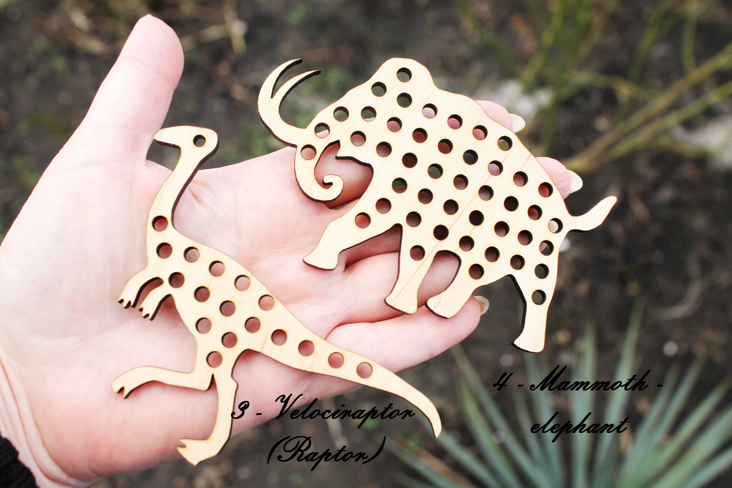 Montessori Lacing Toys - Dinosaurs Laser Cut - Educational games made of wood - laser cut educational toy - set of 10