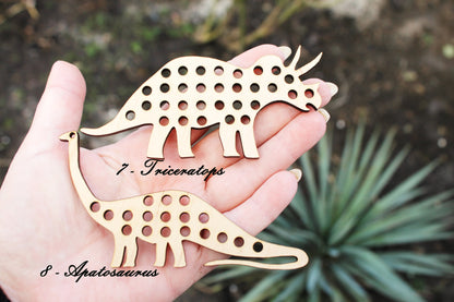 Montessori Lacing Toys - Dinosaurs Laser Cut - Educational games made of wood - laser cut educational toy - set of 10