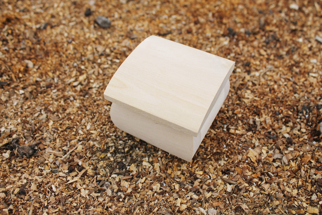 Square unfinished wooden box - 80x80 mm - 3 inches - on hinges- natural, eco friendly