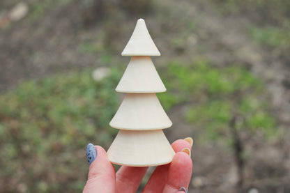 Wooden Christmas Tree - 100 mm - 3.9 inches - unfinished wooden handmade Christmas tree - made of alder wood