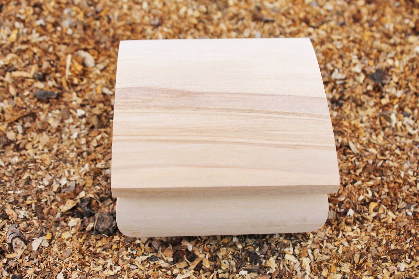 Square unfinished wooden box - 110x110 mm - 4.3 inches - on hinges- natural, eco friendly