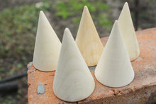 Load image into Gallery viewer, Set of 5 - Big Wooden cones 3 x 2 inches (80x50 mm) - eco friendly - CONES - aspen wood
