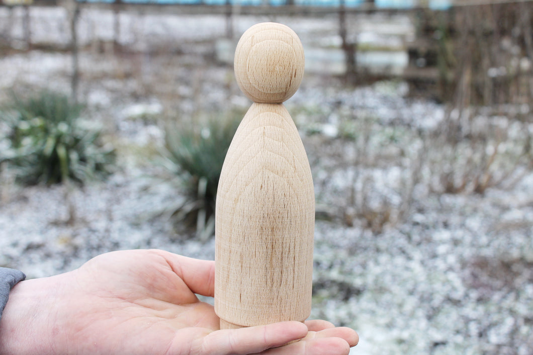 Unfinished wooden doll - big wooden doll - wooden skittle - 210 mm - 8.3 inches