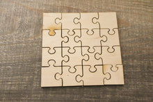 Load image into Gallery viewer, Square-puzzle blank - 3.3 x 3.3 inch - do it yourself puzzle - laser cut puzzle blank - Wooden Puzzle - 16 pieces
