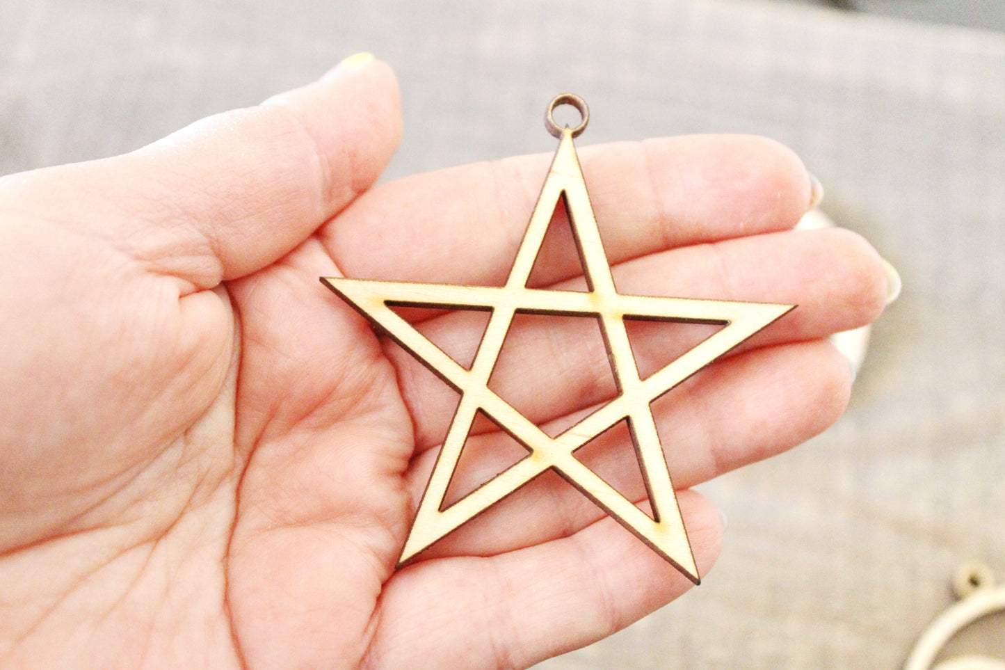 Wooden Symbols shape pendant - Pentagram - Pentalpha - Pentangle - Pentacle - pagan symbols unfinished base, wooden supply