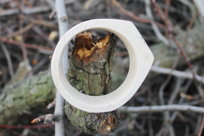 35 mm Wooden bangle unfinished round with two corners on the top - natural eco friendly