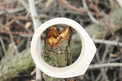 35 mm Wooden bangle unfinished round with two corners on the top - natural eco friendly