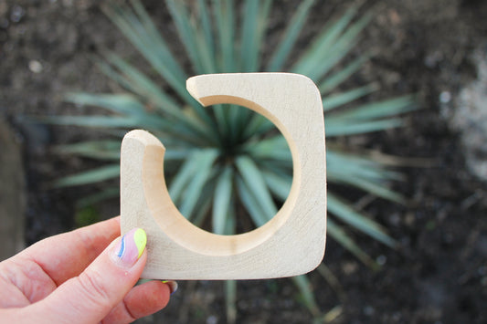 35 mm Wooden cuff unfinished square with break - natural eco friendly