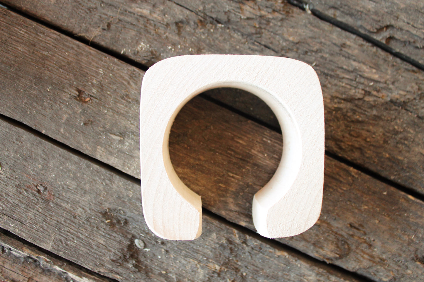 35 mm Wooden cuff unfinished square with break - natural eco friendly