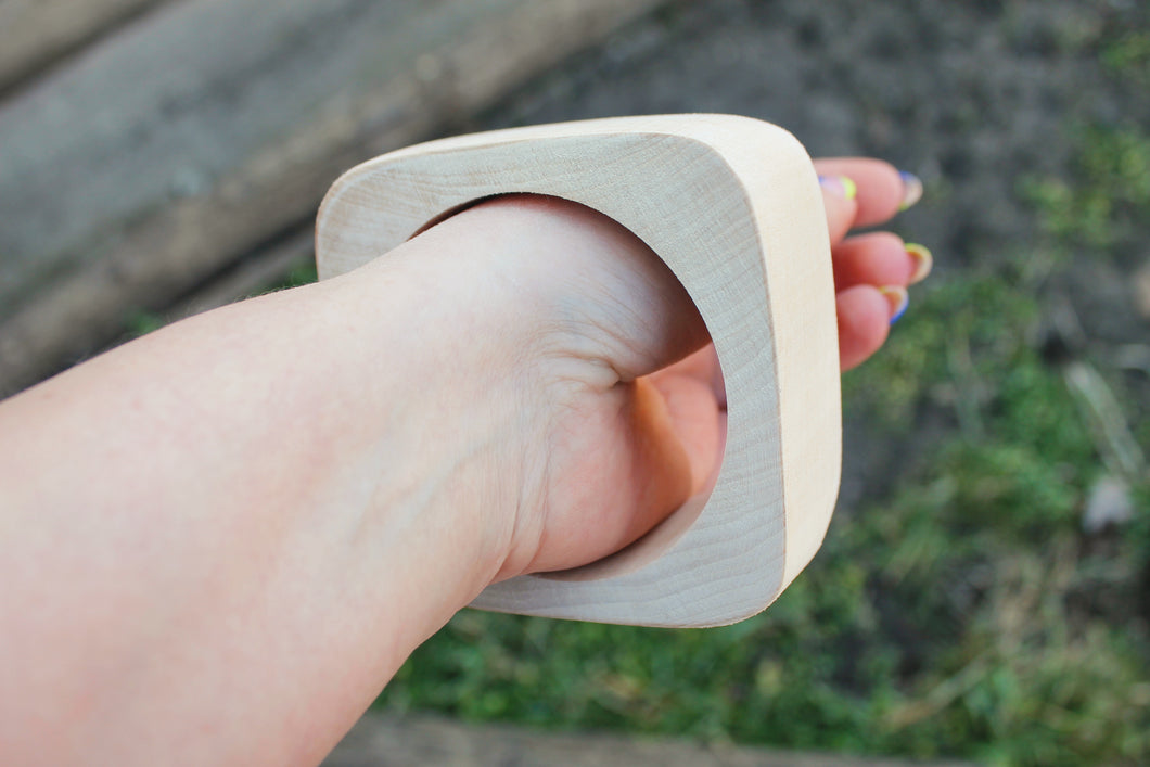 35 mm Wooden bangle unfinished square - natural eco friendly