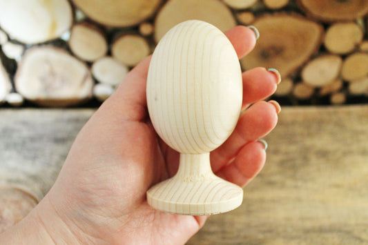 Wooden egg 80-95 mm 3-3.7 inches - unfinished natural eco friendly - made of spruce wood