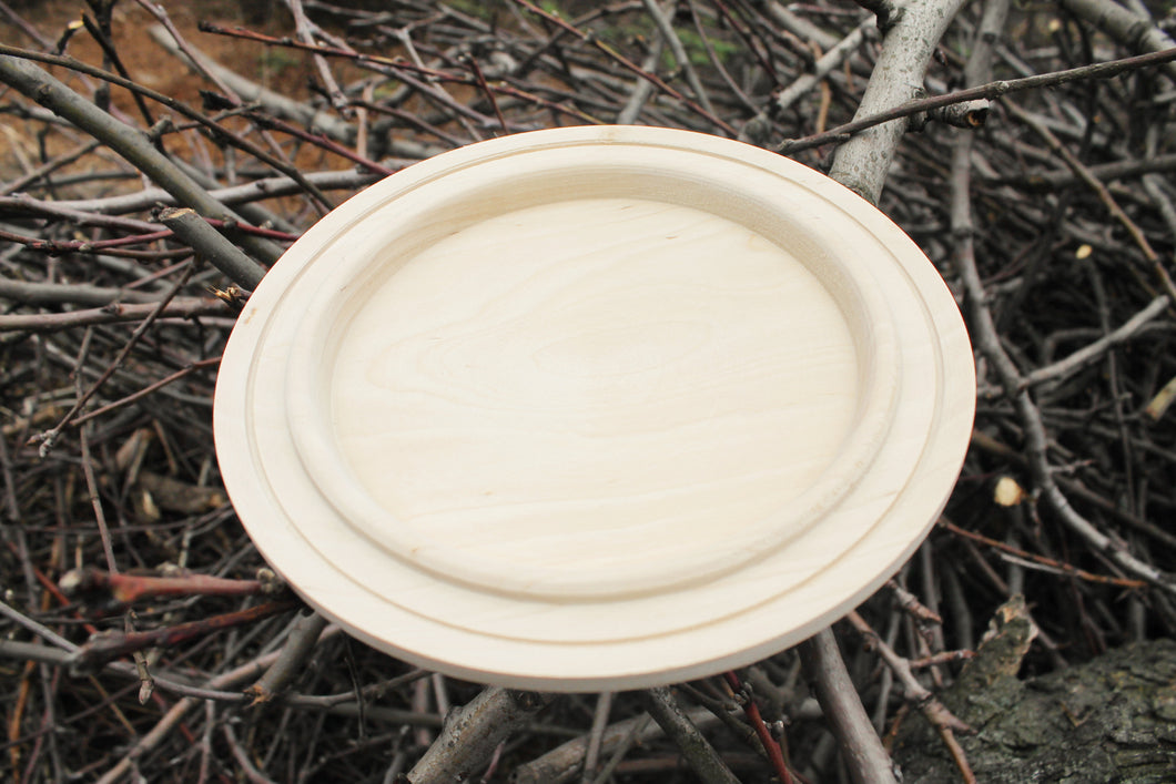 Wooden plate 20 cm 7.9 inch - with bordure - unfinished natural eco friendly - made of birch or alder