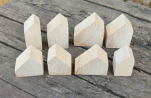 Load image into Gallery viewer, Wooden houses set of 8 solid linden wood - unpainted natural wood, DIY, wooden toys, wooden decorative houses
