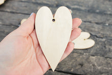 Load image into Gallery viewer, Set of 5 Wooden hearts Laser Cut - unfinished blank - 4.3 inches - Home Decor - Laser cut wood - plywood
