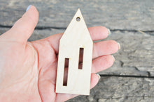 Load image into Gallery viewer, Set of 6 Wooden houses Laser Cut - unfinished blank - 3.9 inches - Home Decor - Laser cut wood - plywood
