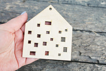 Load image into Gallery viewer, Set of 6 Wooden houses Laser Cut - unfinished blank - 3.9 inches - Home Decor - Laser cut wood - plywood
