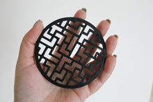 Load image into Gallery viewer, Round patterned wooden black coasters 3.5 inches - Set of 4 - made of high quality plywood - Modern coasters - Ready to ship - ready to use
