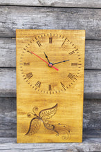 Load image into Gallery viewer, Wooden wall/desk clock made of solid linden wood - walnut color - 270 mm - 10.6 inches - ready to ship - handmade clock
