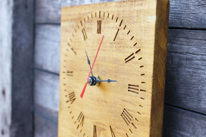 Wooden wall/desk clock made of solid linden wood - walnut color - 270 mm - 10.6 inches - ready to ship - handmade clock